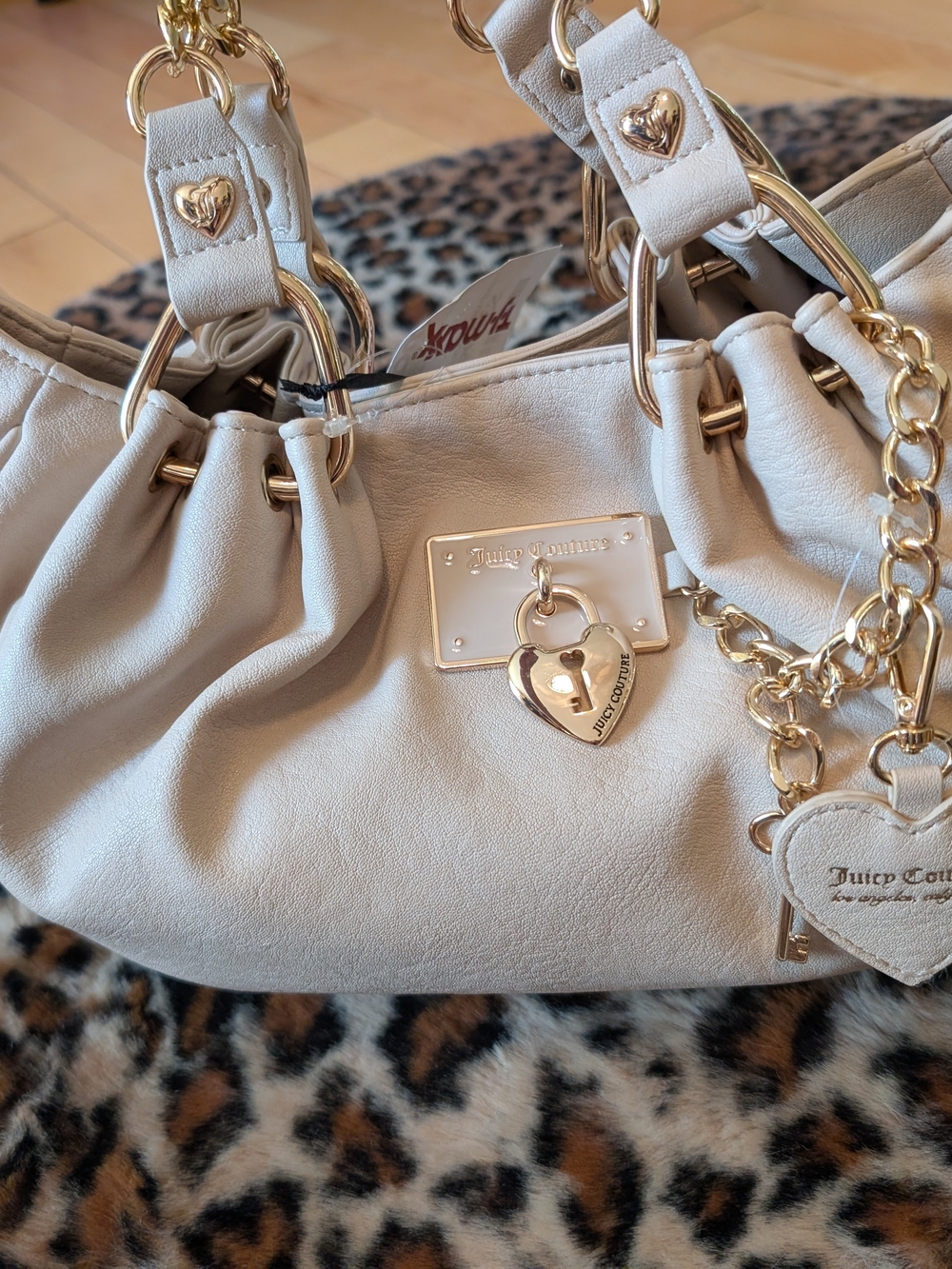 Juicy Couture Cream Shoulder Bag with Gold Hardware